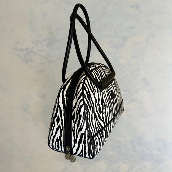 Liz Claiborne Zebra Print Leather Trim Y2K Handbag Purse - Picture 4 of 7